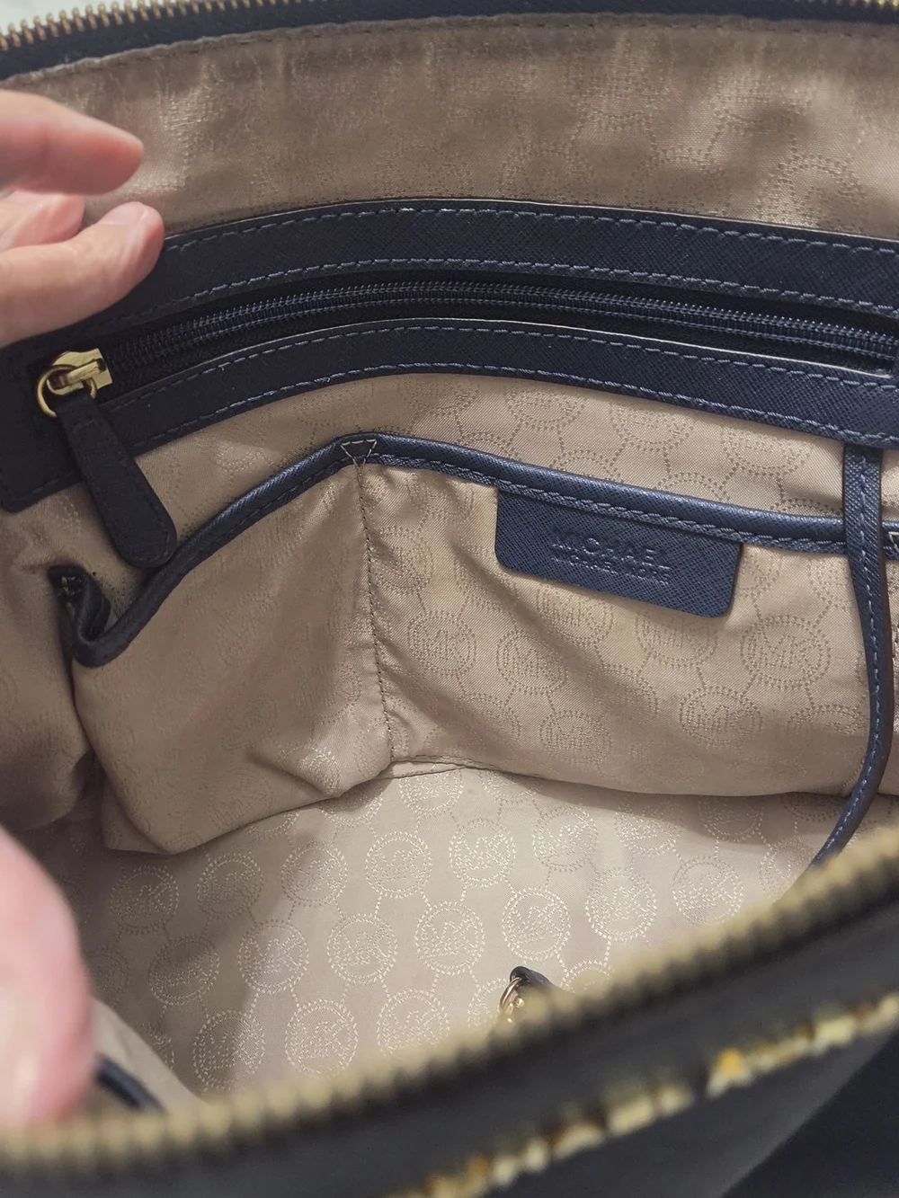 Michael Kors Navy Saffiano Dome Satchel